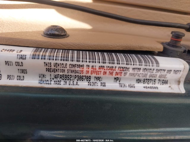 Продаж на аукціоні авто 2001 Jeep Wrangler Sahara, vin: 1J4FA59S21P306709, номер лоту: 46279073