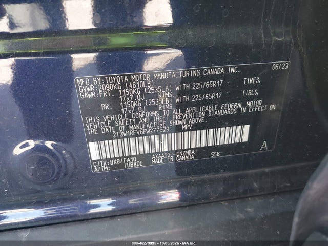 Продаж на аукціоні авто 2023 Toyota Rav4 Xle, vin: 2T3W1RFV6PW277529, номер лоту: 46279095