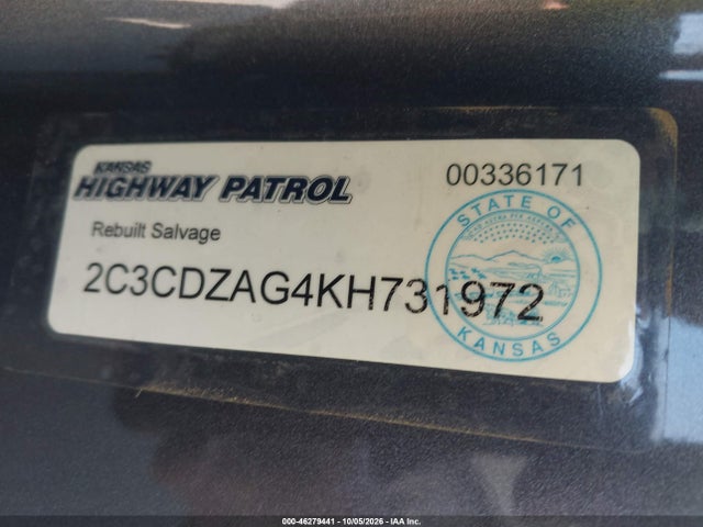 Продаж на аукціоні авто 2019 Dodge Challenger Sxt, vin: 2C3CDZAG4KH731972, номер лоту: 46279441