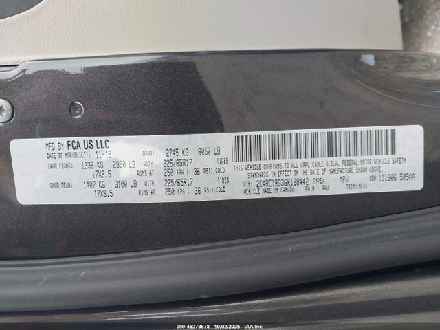 Aukcja sprzedaży 2016 Chrysler Town & Country Touring, vin: 2C4RC1BG3GR128442, numer aukcji: 46279678
