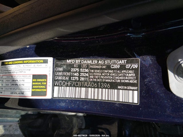 46279829 :رقم المزاد ، WDDHF7CB1AA061396 vin ، 2010 Mercedes-benz E 550 مزاد بيع
