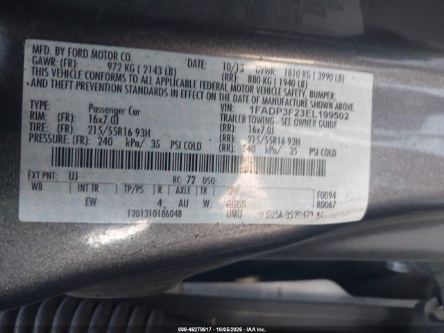 Aukcja sprzedaży 2014 Ford Focus Se, vin: 1FADP3F23EL199502, numer aukcji: 46279917