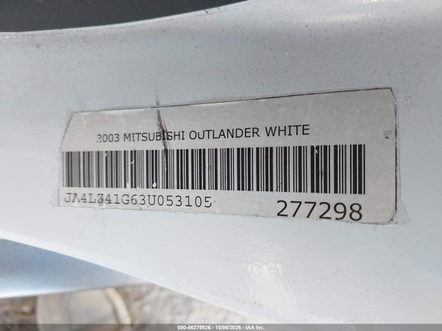 Aukcja sprzedaży 2003 Mitsubishi Outlander Xls, vin: JA4LZ41G63U053105, numer aukcji: 46279926