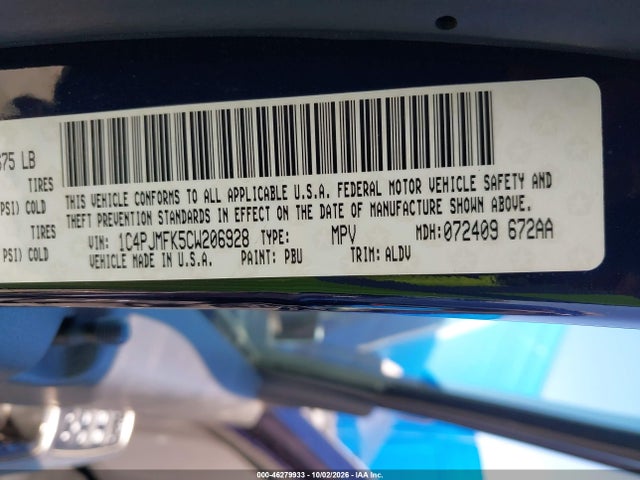 46279933 :رقم المزاد ، 1C4PJMFK5CW206928 vin ، 2012 Jeep Liberty Limited Jet Edition مزاد بيع