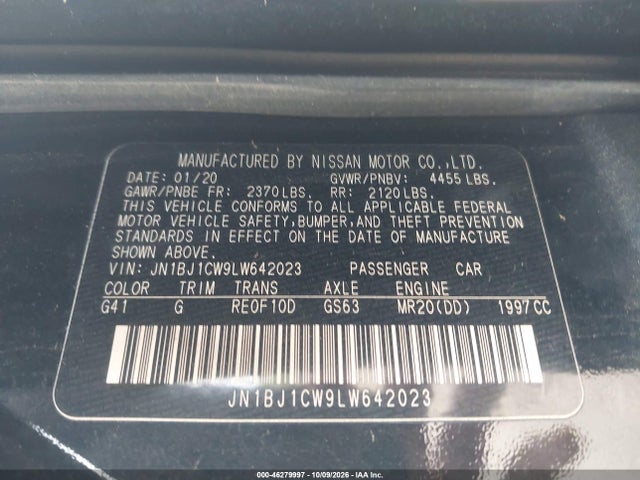 Продажа на аукционе авто 2020 Nissan Rogue Sport S Awd Xtronic Cvt, vin: JN1BJ1CW9LW642023, номер лота: 46279997