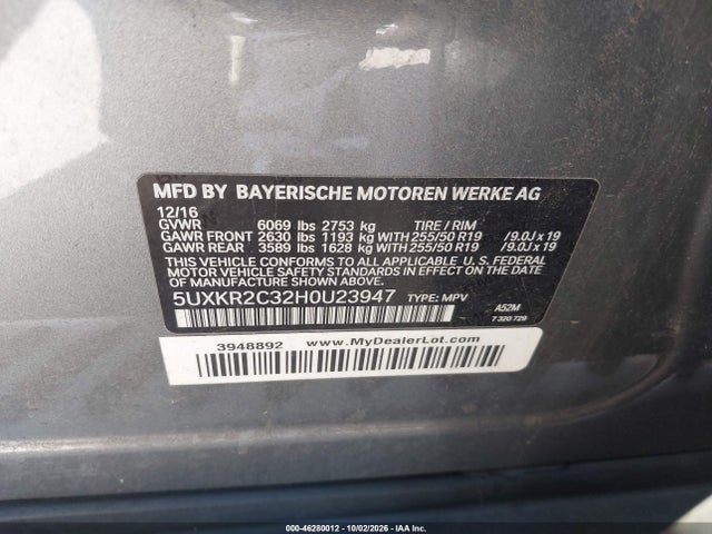 5UXKR2C32H0U23947 BMW X5 Sdrive35i