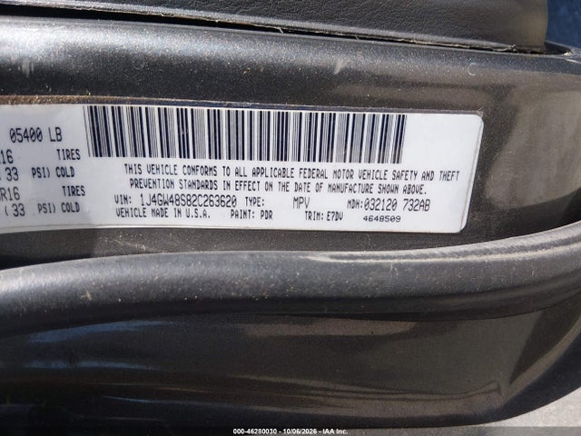 Продаж на аукціоні авто 2002 Jeep Grand Cherokee Laredo, vin: 1J4GW48S82C263620, номер лоту: 46280030