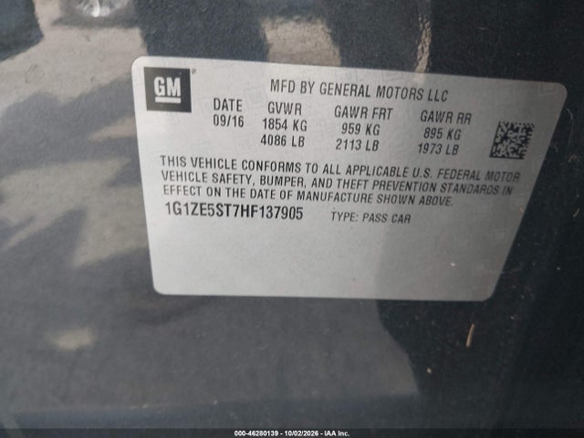 Chevrolet MALIBU 1LT 2017 1G1ZE5ST7HF137905 Image 9