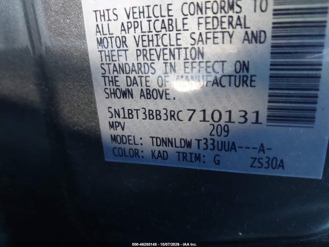 2024 Nissan Rogue Sv Intelligent Awd მანქანა იყიდება აუქციონზე, vin: 5N1BT3BB3RC710131, აუქციონის ნომერი: 46280148