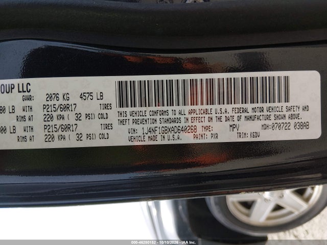 Продажа на аукционе авто 2010 Jeep Patriot Sport, vin: 1J4NF1GBXAD640268, номер лота: 46280152