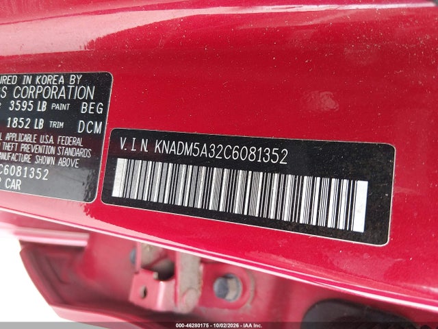 Aukcja sprzedaży 2012 Kia Rio5 Lx, vin: KNADM5A32C6081352, numer aukcji: 46280175