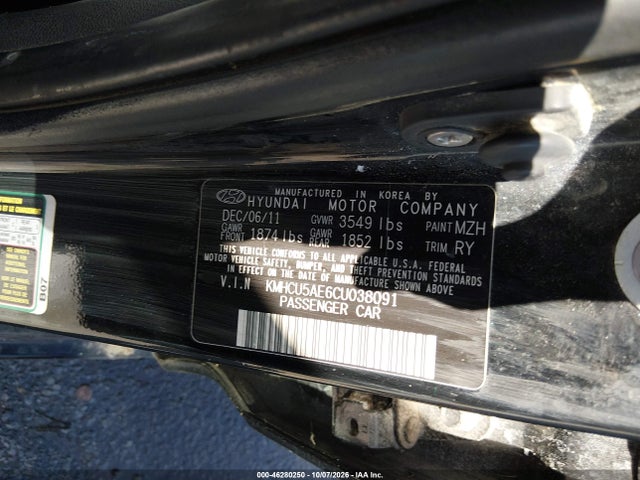 Aukcja sprzedaży 2012 Hyundai Accent Se, vin: KMHCU5AE6CU038091, numer aukcji: 46280250