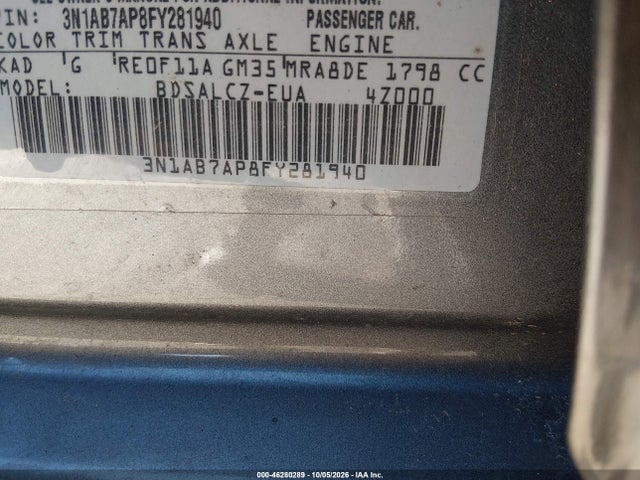46280289 :رقم المزاد ، 3N1AB7AP8FY281940 vin ، 2015 Nissan Sentra S مزاد بيع