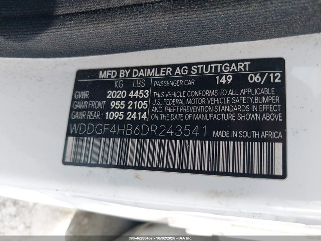 Продажа на аукционе авто 2013 Mercedes-benz C 250 Sport, vin: WDDGF4HB6DR243541, номер лота: 46280467