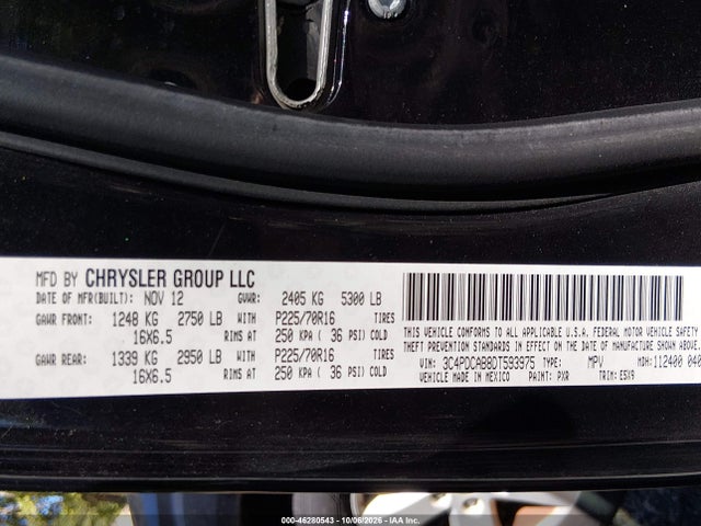Aukcja sprzedaży 2013 Dodge Journey American Value Pkg, vin: 3C4PDCAB8DT593975, numer aukcji: 46280543