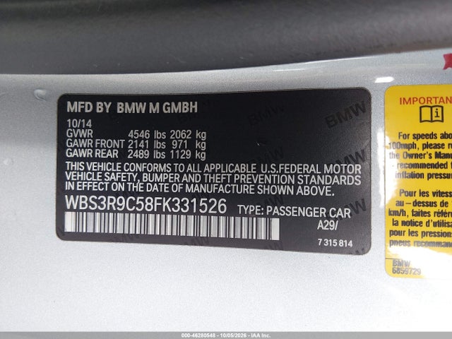 BMW M4 2015 WBS3R9C58FK331526 Image 9