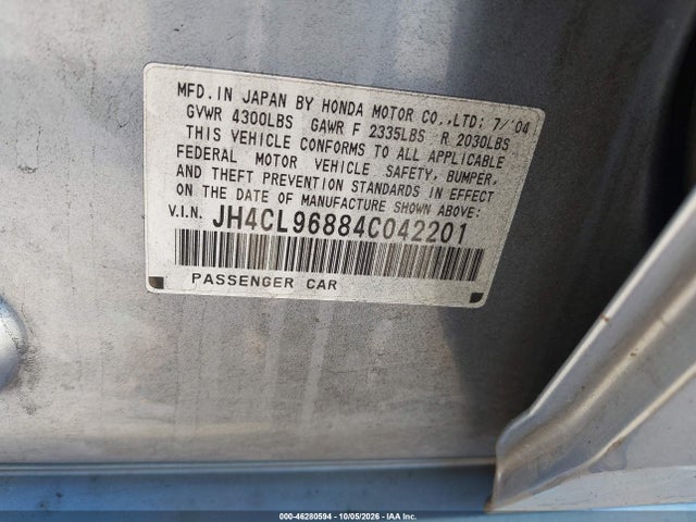 Продажа на аукционе авто 2004 Acura Tsx, vin: JH4CL96884C042201, номер лота: 46280594