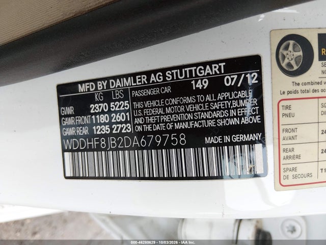 Продаж на аукціоні авто 2013 Mercedes-benz E 350 4matic, vin: WDDHF8JB2DA679758, номер лоту: 46280629