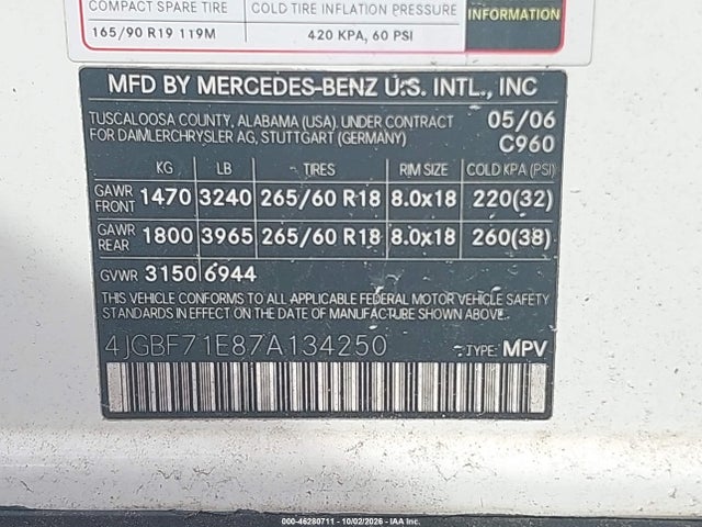 Продажа на аукционе авто 2007 Mercedes-benz Gl 450 4matic, vin: 4JGBF71E87A134250, номер лота: 46280711