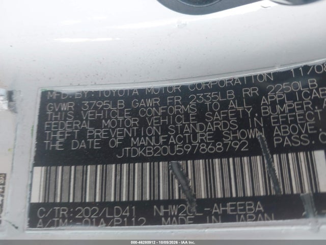 Продажа на аукционе авто 2009 Toyota Prius, vin: JTDKB20U597868792, номер лота: 46280912