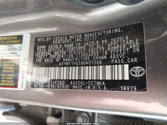 Toyota CAMRY LE 2017 4T1BF1FK7HU401308 Image 9
