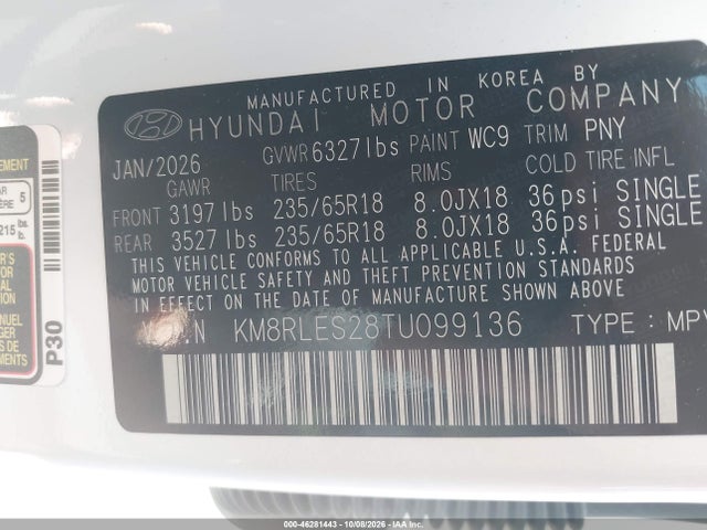 Hyundai Palisade Sel 7p 2026 KM8RLES28TU099136 Image 9