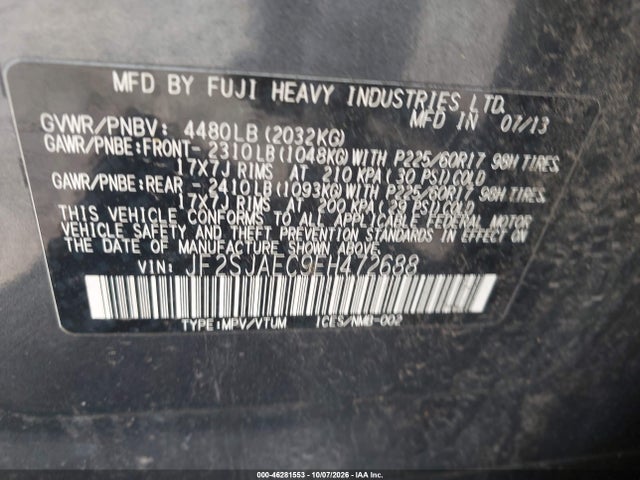 Aukcja sprzedaży 2014 Subaru Forester 2.5i Premium, vin: JF2SJAEC9EH472688, numer aukcji: 46281553