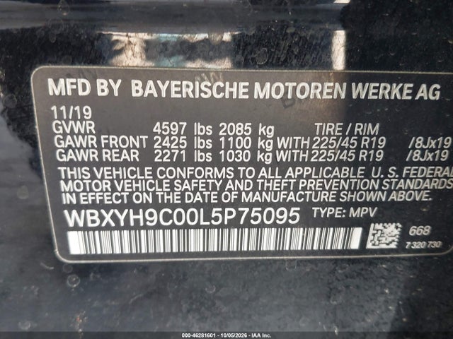 Продажа на аукционе авто 2020 Bmw X2 Sdrive28i, vin: WBXYH9C00L5P75095, номер лота: 46281601