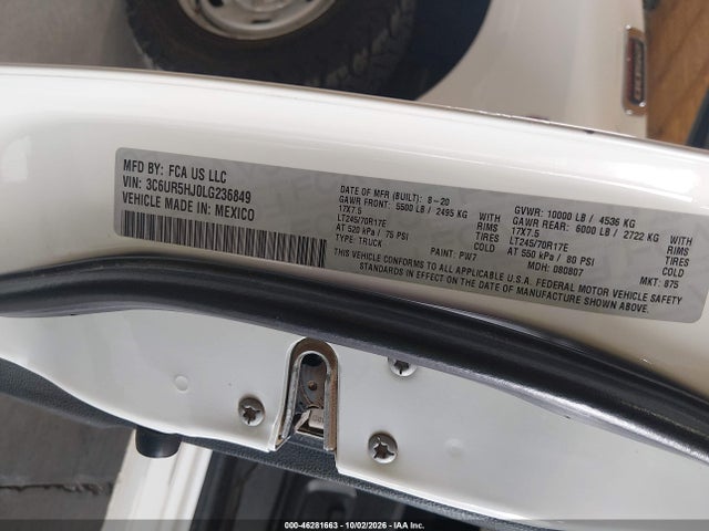 Продажа на аукционе авто 2020 Ram 2500 Tradesman  4x4 8' Box, vin: 3C6UR5HJ0LG236849, номер лота: 46281663