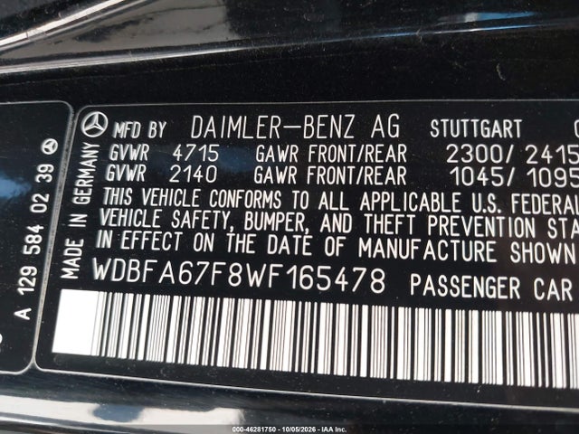 46281750 :رقم المزاد ، WDBFA67F8WF165478 vin ، 1998 Mercedes-benz Sl 500 مزاد بيع