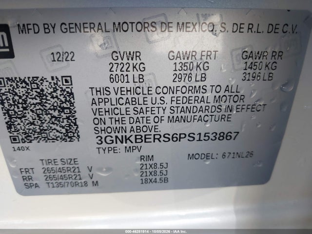 Aukcja sprzedaży 2023 Chevrolet Blazer Fwd Rs, vin: 3GNKBERS6PS153867, numer aukcji: 46281914