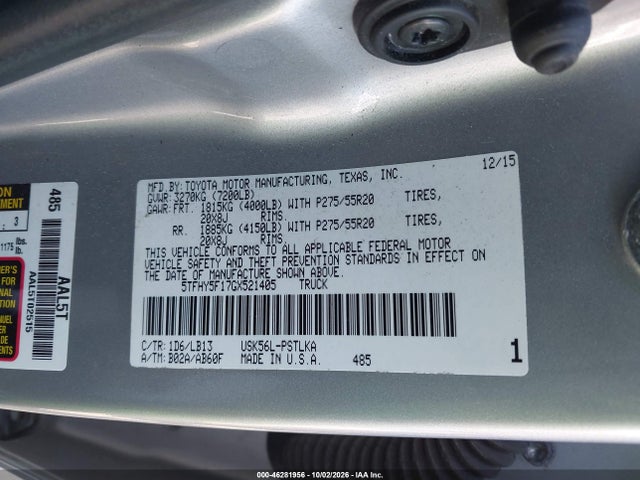 5TFHY5F17GX521405 Toyota Tundra Limited 5.7l V8