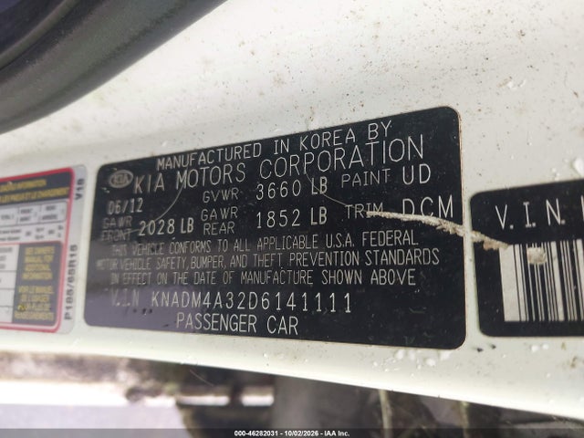 Aukcja sprzedaży 2013 Kia Rio Lx, vin: KNADM4A32D6141111, numer aukcji: 46282031