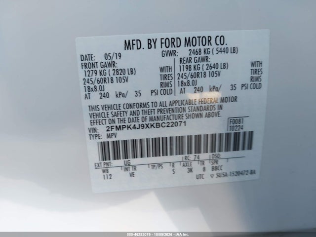 Ford EDGE SEL 2019 2FMPK4J9XKBC22071 Image 9