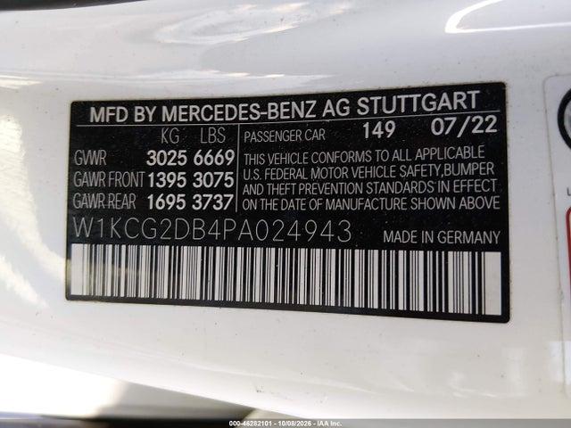 2023 Mercedes-benz Eqs 450+ მანქანა იყიდება აუქციონზე, vin: W1KCG2DB4PA024943, აუქციონის ნომერი: 46282101
