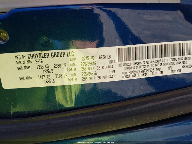 Продажа на аукционе авто 2010 Dodge Grand Caravan Se, vin: 2D4RN4DE0AR362930, номер лота: 46282109
