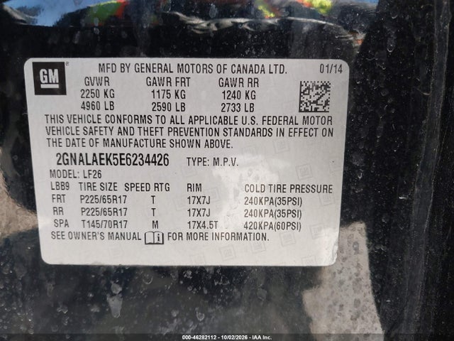 Chevrolet EQUINOX LS 2014 2GNALAEK5E6234426 Image 9