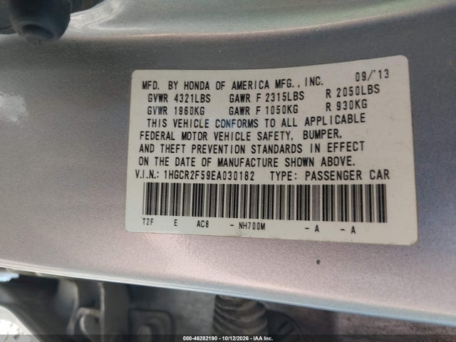 46282190 :رقم المزاد ، 1HGCR2F59EA030182 vin ، 2014 Honda Accord Sport مزاد بيع