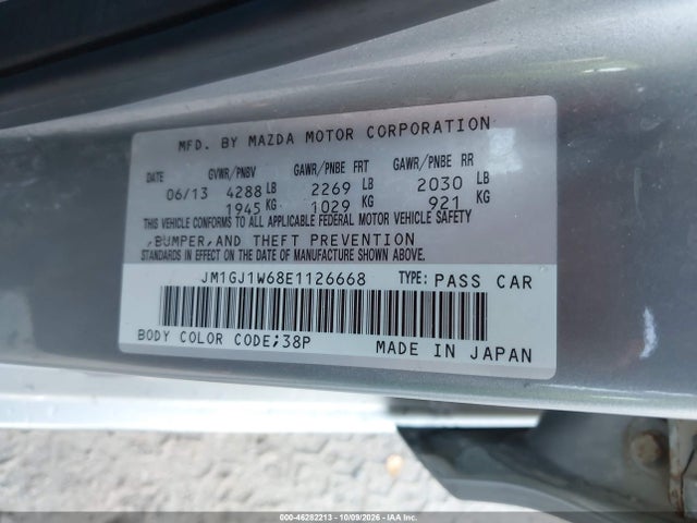 Продажа на аукционе авто 2014 Mazda Mazda6 I Grand Touring, vin: JM1GJ1W68E1126668, номер лота: 46282213