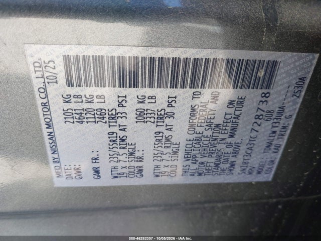 Aukcja sprzedaży 2026 Nissan Rogue Sl, vin: 5N1BT3CA3TC728738, numer aukcji: 46282307