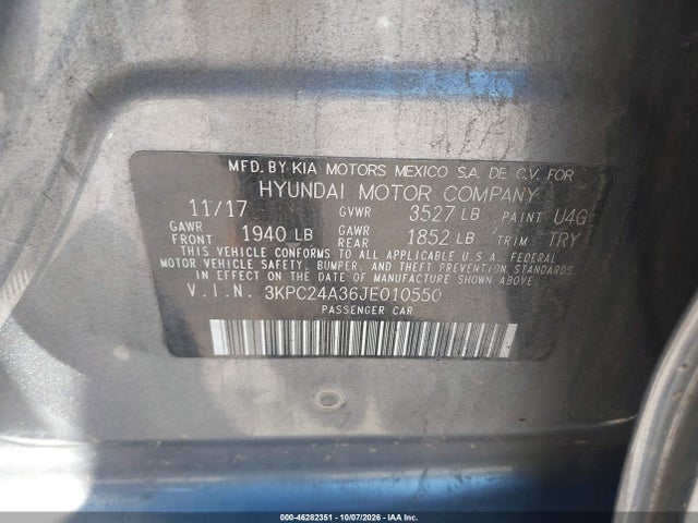 Продаж на аукціоні авто 2018 Hyundai Accent Se, vin: 3KPC24A36JE010550, номер лоту: 46282351