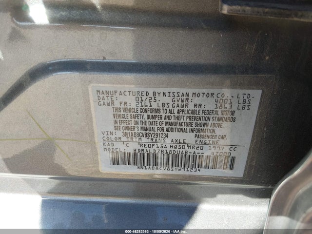 Продаж на аукціоні авто 2025 Nissan Sentra Sv, vin: 3N1AB8CV8SY291234, номер лоту: 46282363