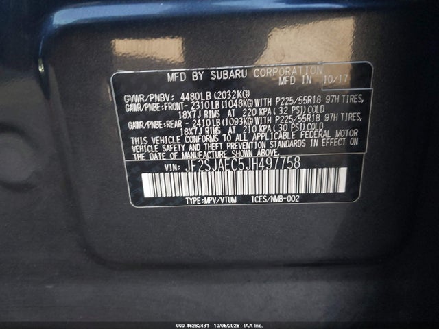 JF2SJAEC5JH497758 Subaru Forester 2.5i Premium