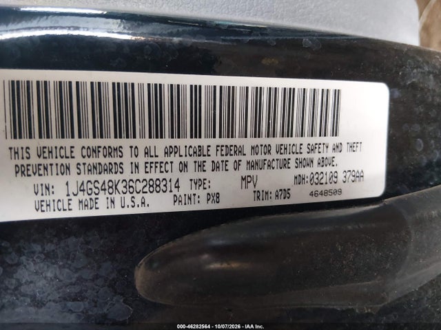Продажа на аукционе авто 2006 Jeep Grand Cherokee Laredo, vin: 1J4GS48K36C288314, номер лота: 46282564