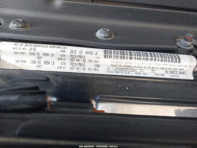 Auction sale of the 2003 Jeep Wrangler X, vin: 1J4FA39S63P319244, lot number: 46282635