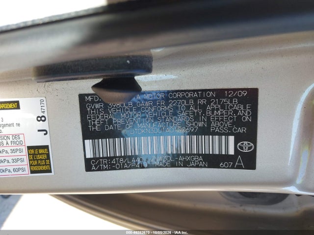 Продаж на аукціоні авто 2010 Toyota Prius Iv, vin: JTDKN3DU1A0100697, номер лоту: 46282670