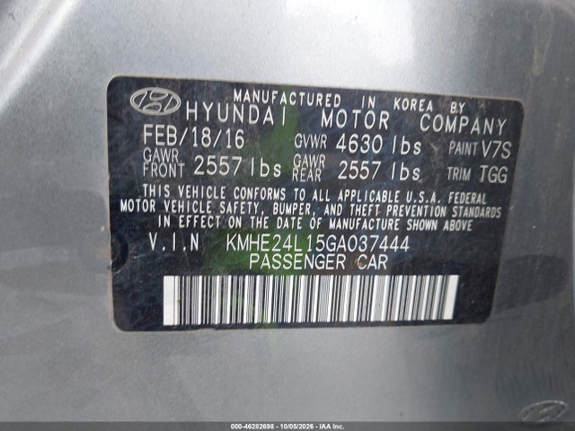 KMHE24L15GA037444 Hyundai Sonata Hybrid Se