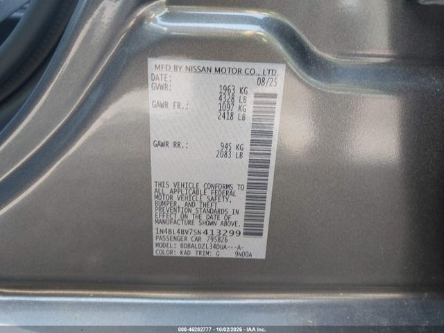 Продажа на аукционе авто 2025 Nissan Altima S Fwd, vin: 1N4BL4BV7SN413299, номер лота: 46282777