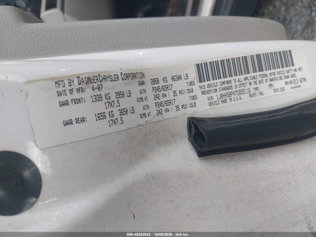 46282842 :رقم المزاد ، 1J8HH58PX7C655116 vin ، 2007 Jeep Commander Limited مزاد بيع