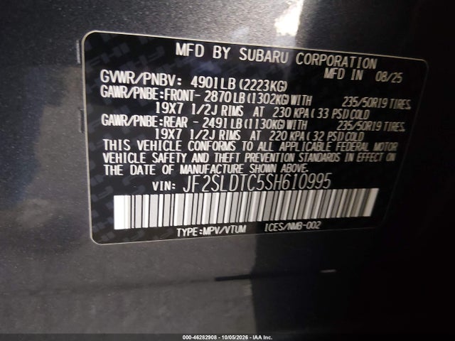 Auction sale of the 2025 Subaru Forester Touring, vin: JF2SLDTC5SH610995, lot number: 46282908